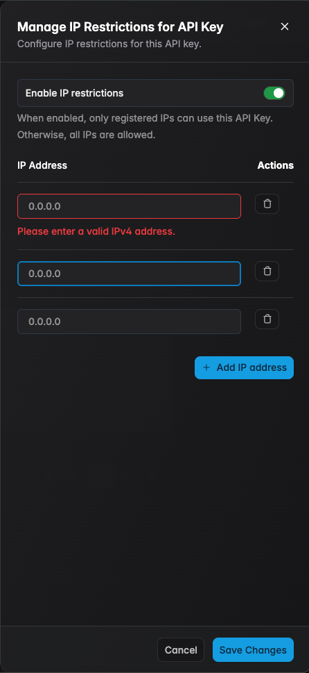 IP restrictions configured
