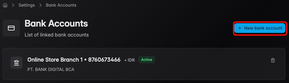 Register Bank Account