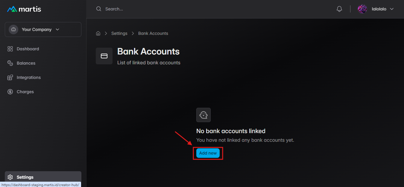Add Bank Account Button